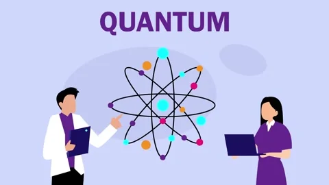 Quantum Physics Research and Science Innovation cartoon animation Stock Footage 337954732
