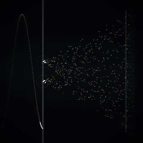 Quantum Physics: Wave-Particle Duality and Double Slit Experiment Animation Stock Footage 347811543