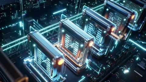 Quantum Processor Circuit Board CGI Motion  스톡 동영상 345551408