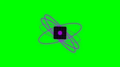 Quantum Processor Core Unit with Glowing Violet Rings and Obsidian Cube Mot.. Stock Footage 346611690