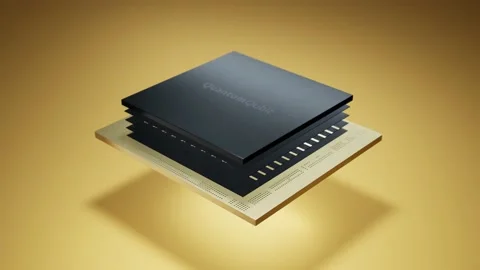 Quantum Processor Inside Gold Stock Footage 179488619