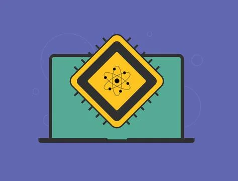 Quantum processor showcasing advanced computing, futuristic chip technology and Stock Illustration