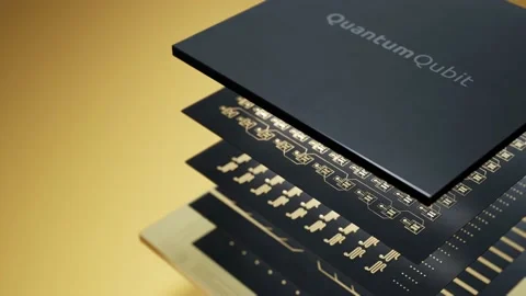 Quantum Processor Side Open Gold Stock Footage 179489029
