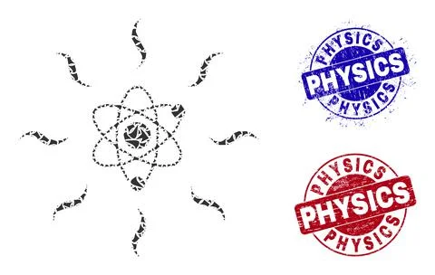 Quantum Radiation Mosaic of Debris with Physics Scratched Stamps Stock Illustration