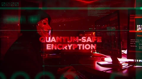 Quantum-Safe Encryption Word on Hacker concept technology futuristic data Stock Footage 343606360