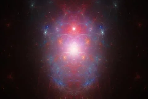 A quantum, science fiction concept of an atomic like design. With stars イラスト素材