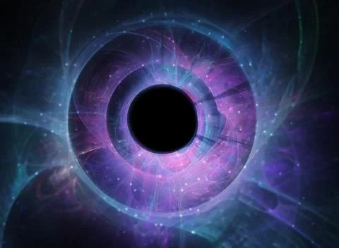 A quantum, science fiction design of a glowing fractal portal pattern Illustrazione stock