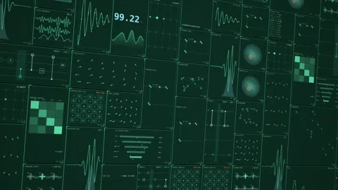 Quantum-science-wall-mint-wide-angle-console-loop Video stock 343623440