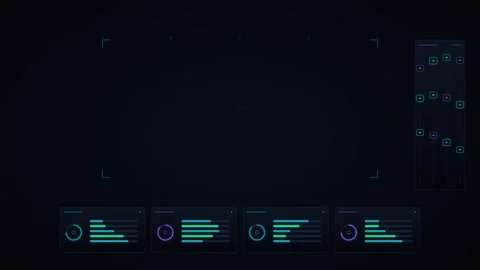 Quantum Supercomputing Infographic Overlay HUD 4K Stock Footage 345040202