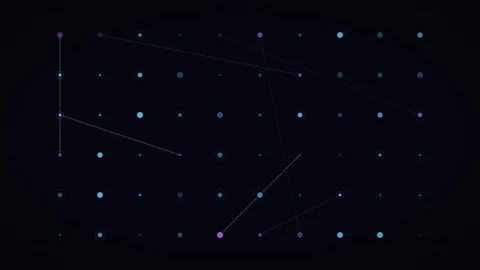 Quantum Superposition Grid with Particle Nodes and Connecting Network Rays 库存影片 347509352