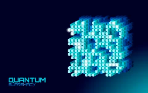 Quantum supremacy high performance computer. Modern technology fast computing Stock Illustration