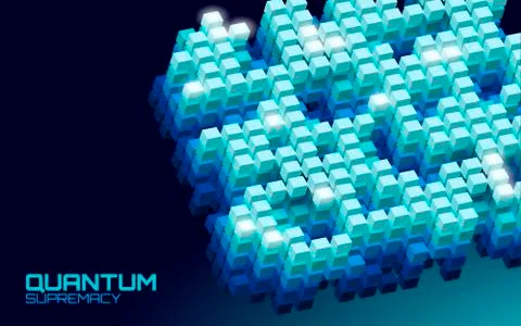 Quantum supremacy high performance computer. Modern technology fast computing Stock Illustration