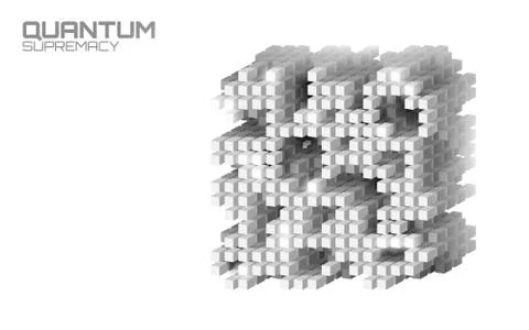 Quantum supremacy high performance computer. Modern technology fast computing Stock Illustration