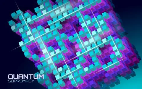 Quantum supremacy high performance computer. Modern technology fast computing Stock Illustration