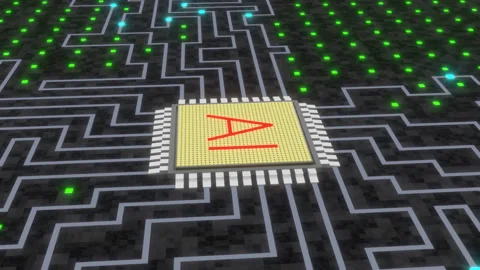 Quantum technologies processor AI Future technology Artificial intelligence Stock Footage 208137377