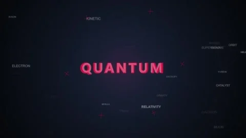Quantum Technology Abstract Background with Glowing Network and Red Text Stock Footage 348421439