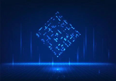 Quantum technology, a box of dots, a quantum computer that can process mass.. Stock Illustration