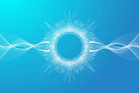 Quantum technology concept. Sphere explosion background. Deep learning Stock Illustration