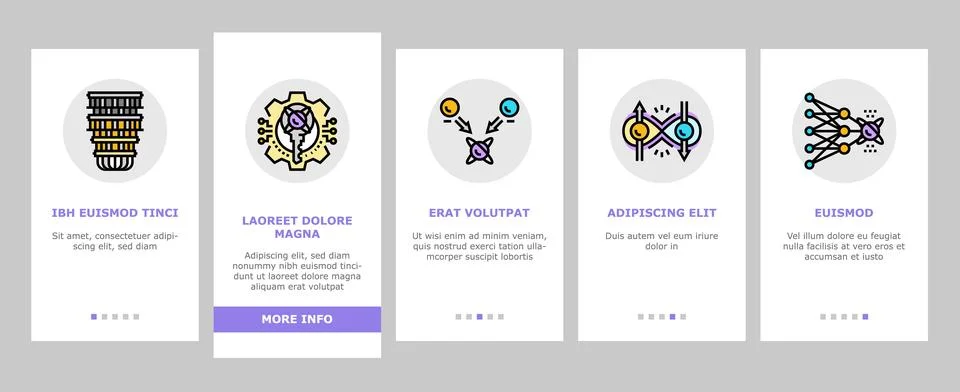 Quantum technology data science onboarding icons set vector Stock Illustration