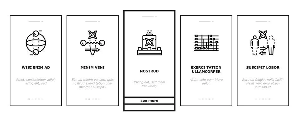 Quantum technology data science onboarding icons set vector Stock Illustration
