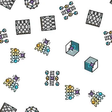 Quantum technology data science seamless pattern vector Stock Illustration