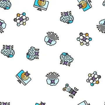 Quantum technology data science seamless pattern vector Stock Illustration