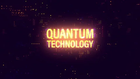Quantum Technology glow gold neon abstract digital glitch text animation Stock Footage 276709012