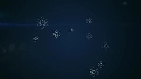 Quantum technology with graphic of rotating quanta particles on dark background. Stock Illustration