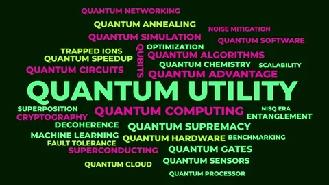 Quantum Utility Word Cloud Animation - Quantum Computing Concepts Stock Footage 346718625