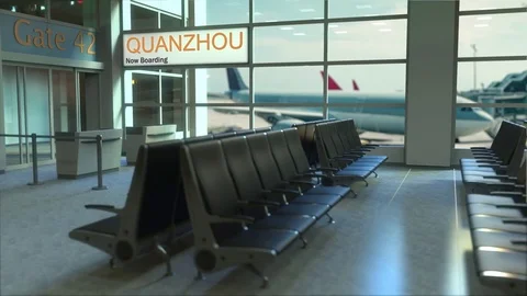 Quanzhou flight boarding now in the airp... | Stock Video | Pond5