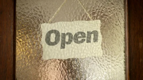 Quarantine door information board changes from Open to COVID-19 Stock Footage 126136056