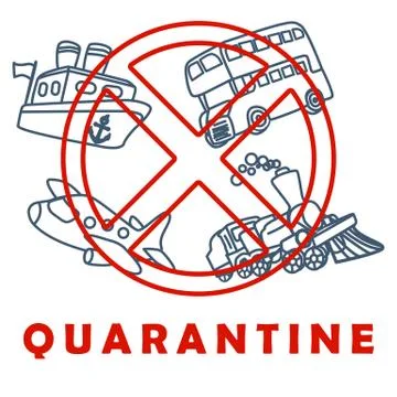 Quarantine text on white isolated backdrop for social banner. Stock Illustration