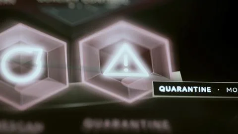 Quarantine tile shows triangular warning symbol Stock Photos
