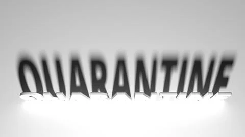 QUARANTINE word with dramatic light and shadows, 3d rendering Stock Illustration