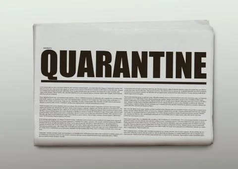 Quarantine written headlined newspaper isolated on a white background Stock Photos