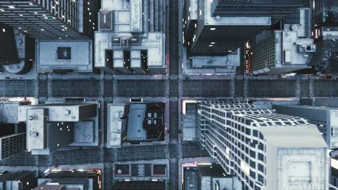 Quarantined City. Top view of an empty city. 3d visualization Stock Footage 133165766