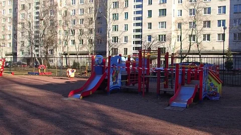 Quarantined playground Stock Footage 128192757