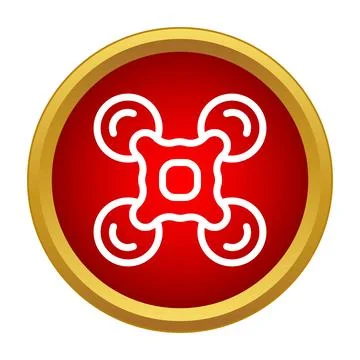 Quardcopter drone icon on red button design Stock Illustration