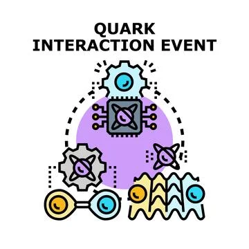 Quark interaction event displaying particle physics concepts 库存插图
