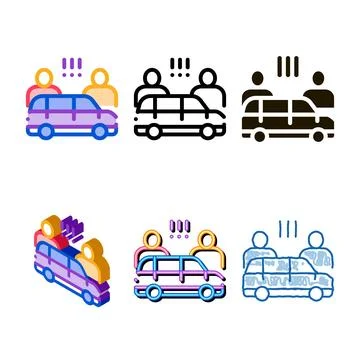 Quarrel between car drivers icon vector outline simplified イラスト素材