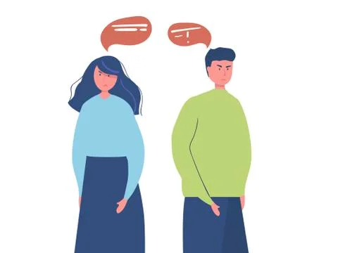 Quarrel Couple Vector. Office Workers Characters. Quarreling People. Angry Man Stock Illustration