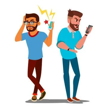 Quarrel Men Vector. Office Workers Characters. Conflict. Disagreements. Negative Stock Illustration