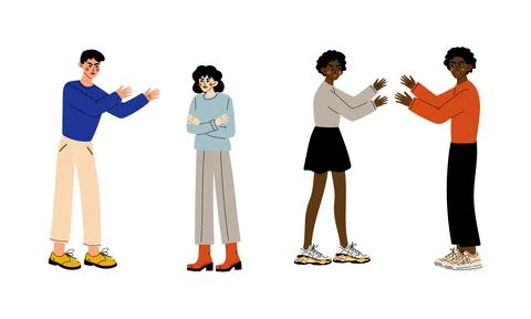 Quarrelling Couple Solving Problem and Misunderstanding in Relationship Vector Stock Illustration