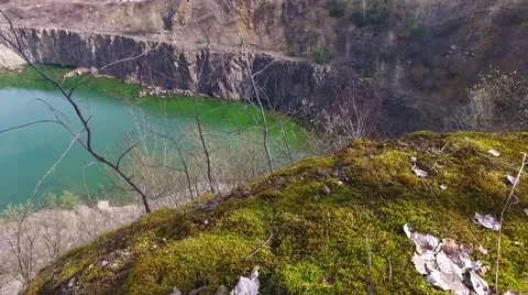 Quarry Abandoned Stone Open Pit Filled With Blue Water Stock Footage 61782389