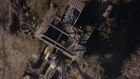 Quarry activity showing extraction and transport process in industrial site 스톡 동영상 329996951