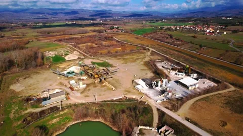 Quarry Aerial drone view mine of sand machine engine 4k  Stock-Footage 189596398