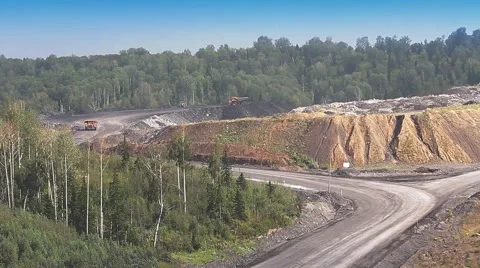 Quarry and road for dump trucks. Timelapse Stock Footage 47584259
