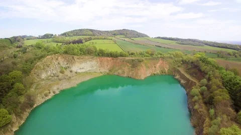 Quarry and surrounding fields Stock Footage 71214363