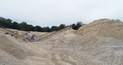 Quarry C Equipment Processing of Stone Falling from a Moving Conveyor Belt Stock Footage 122008655