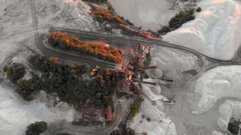 Quarry for extraction and production chalk, minerals and limestone with special Stock Footage 95907445